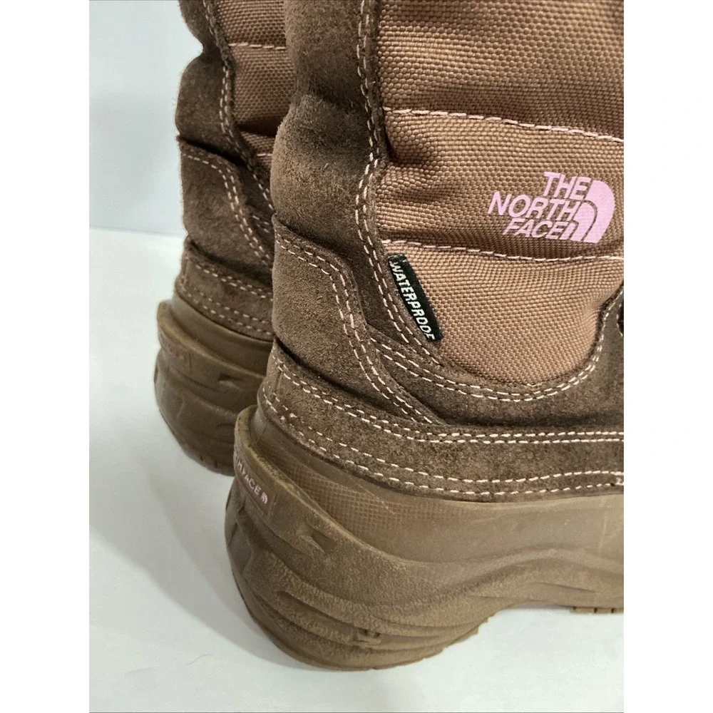 The North Face Kids Size 2 Winter Boots, Heat Seeker, Brown W/Pink, Waterproof